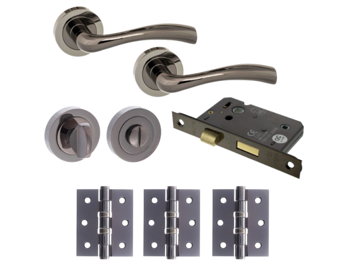 Texas Door Lever Round Privacy /  WC - Black Nickel Pack