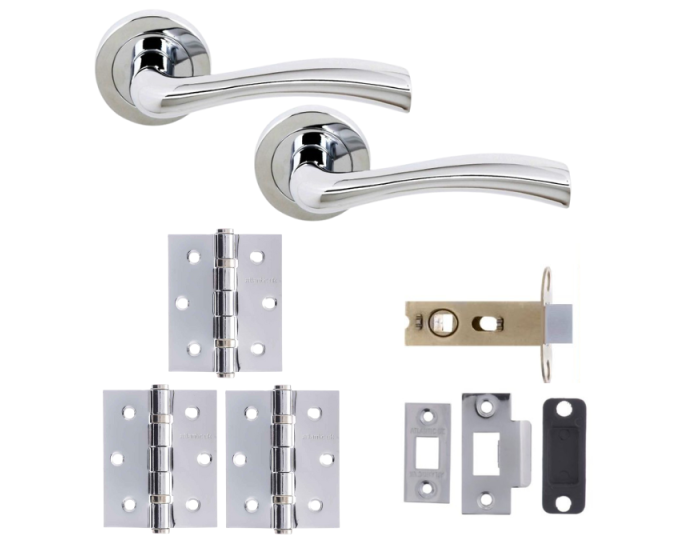 Texas Lever On Round Rose - Polished Chrome Pack