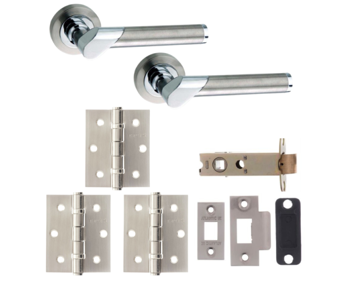 Tunis Door Lever - Satin Nickel / Polished Chrome Pack