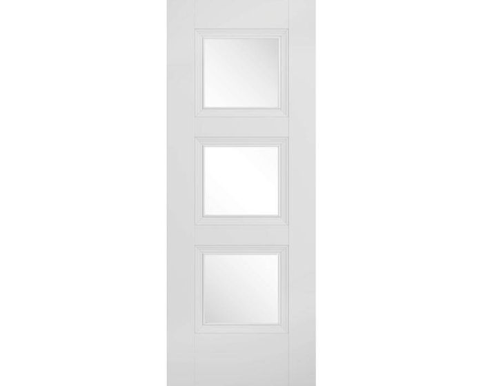 Amsterdam White Primed 3 Panel Glazed Internal Door