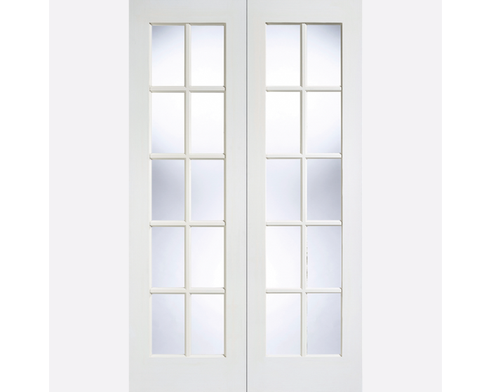 White Primed GTPSA Clear Glazed Internal Door Pair