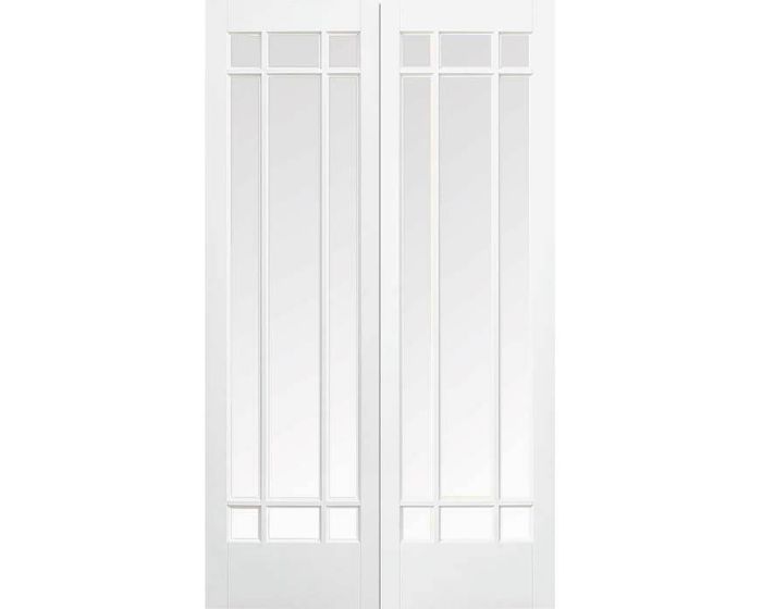 Manhattan White Primed Clear Glazed Internal Door Pair