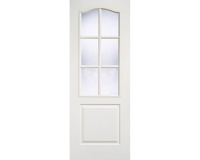 Textured Classical 6 Light White Moulded Internal Glazed Door