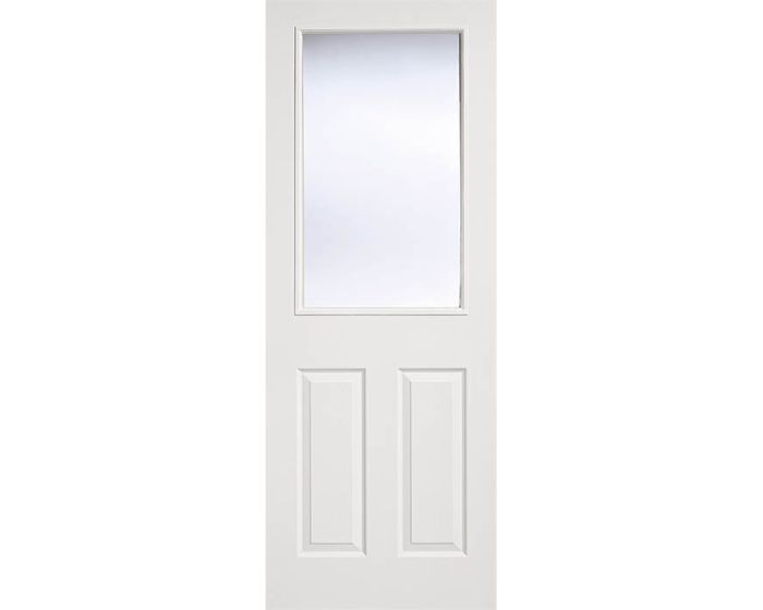 Textured 2 Panel 1 Light White Moulded Glazed Internal Door