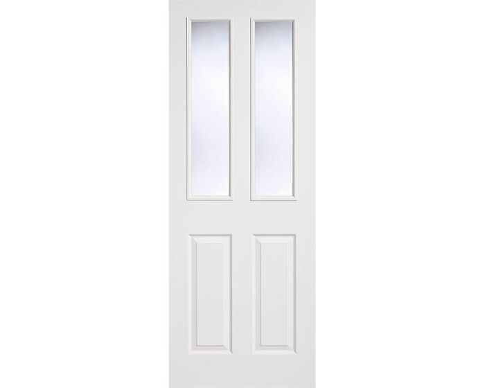 Textured 2 Panel 2 Light White Moulded Glazed Internal Door