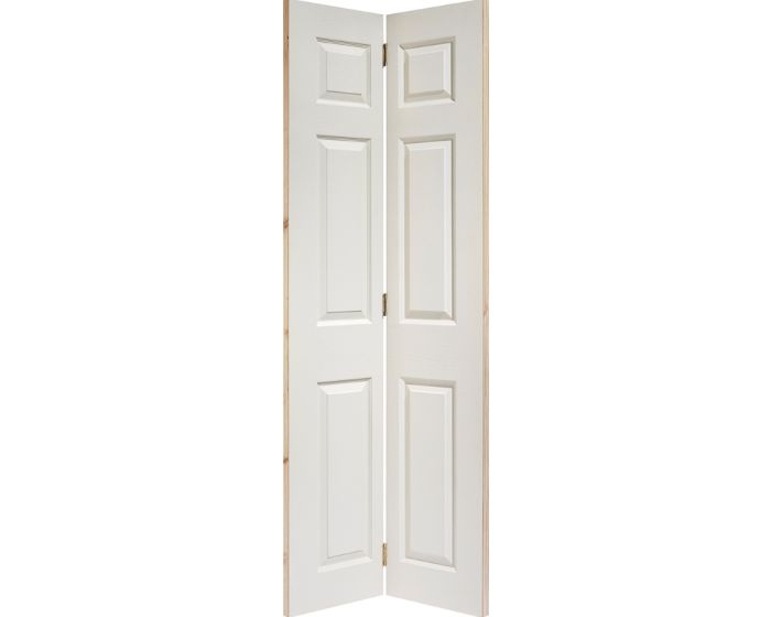 Textured 6 Panel White Bi-Fold Door