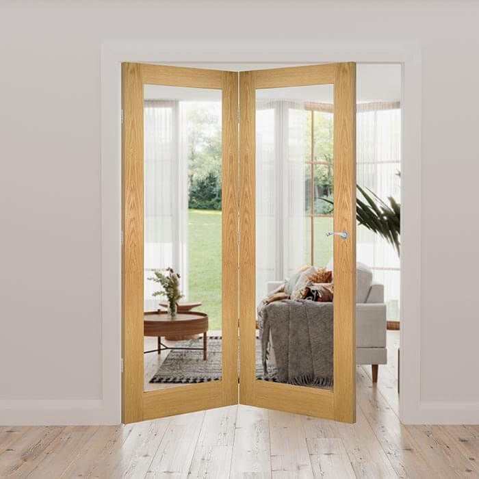Internal oak shop doors with glass