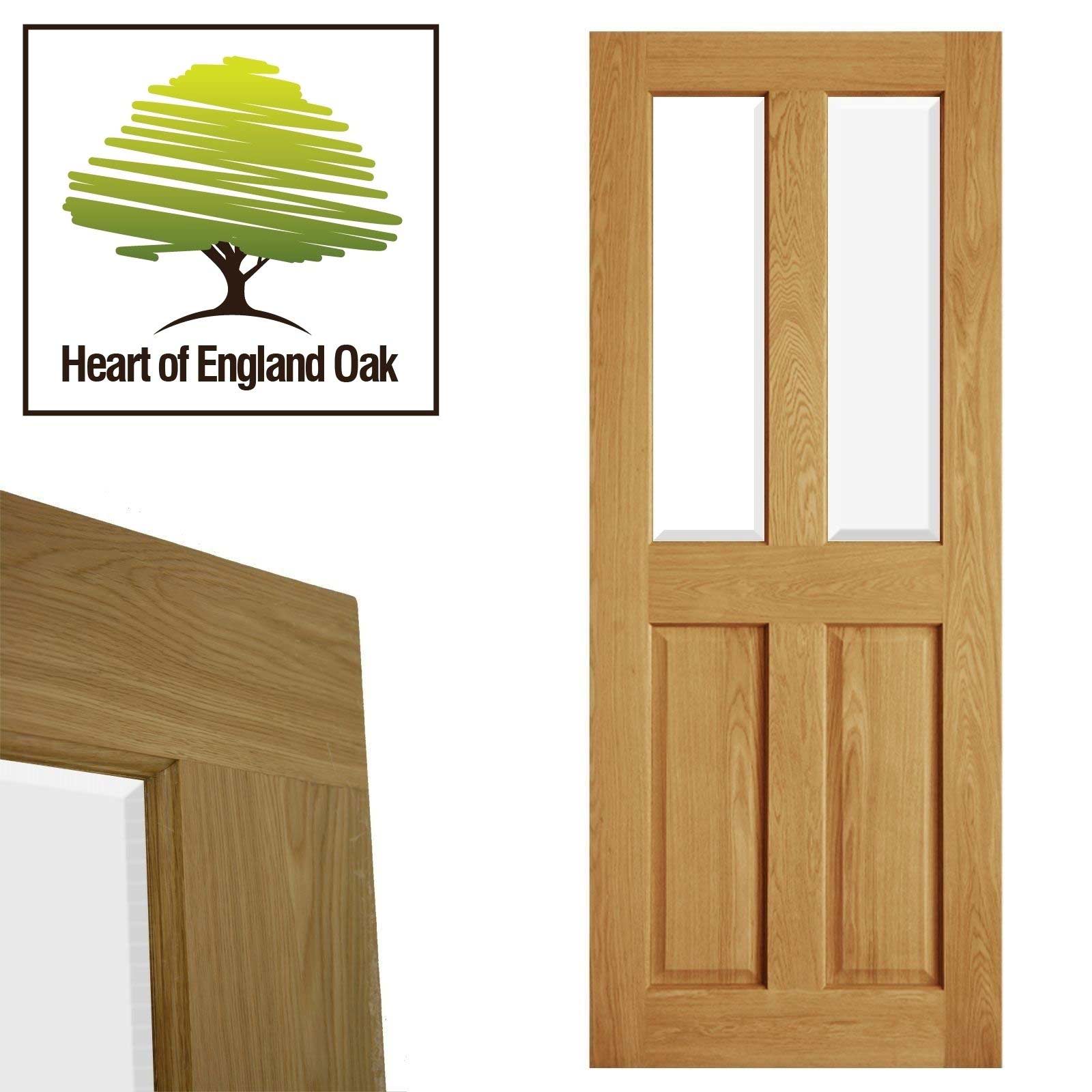 Victorian 4 Panel Glazed Veneer Oak Door